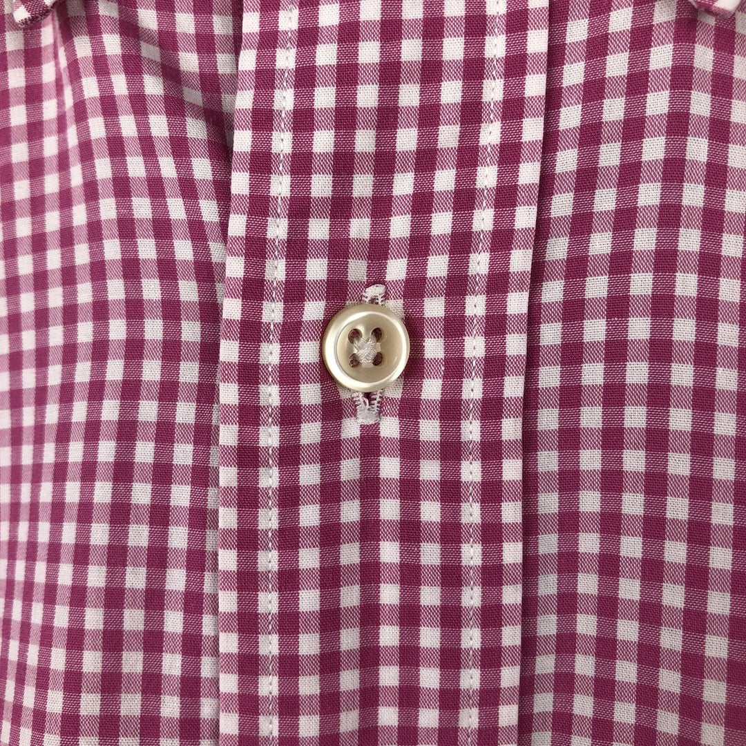 Ralph Lauren BLAKE Gingham Check Short Sleeve Button Down Check Shirt Men's Size L cotton pink type Vintage Second Hand