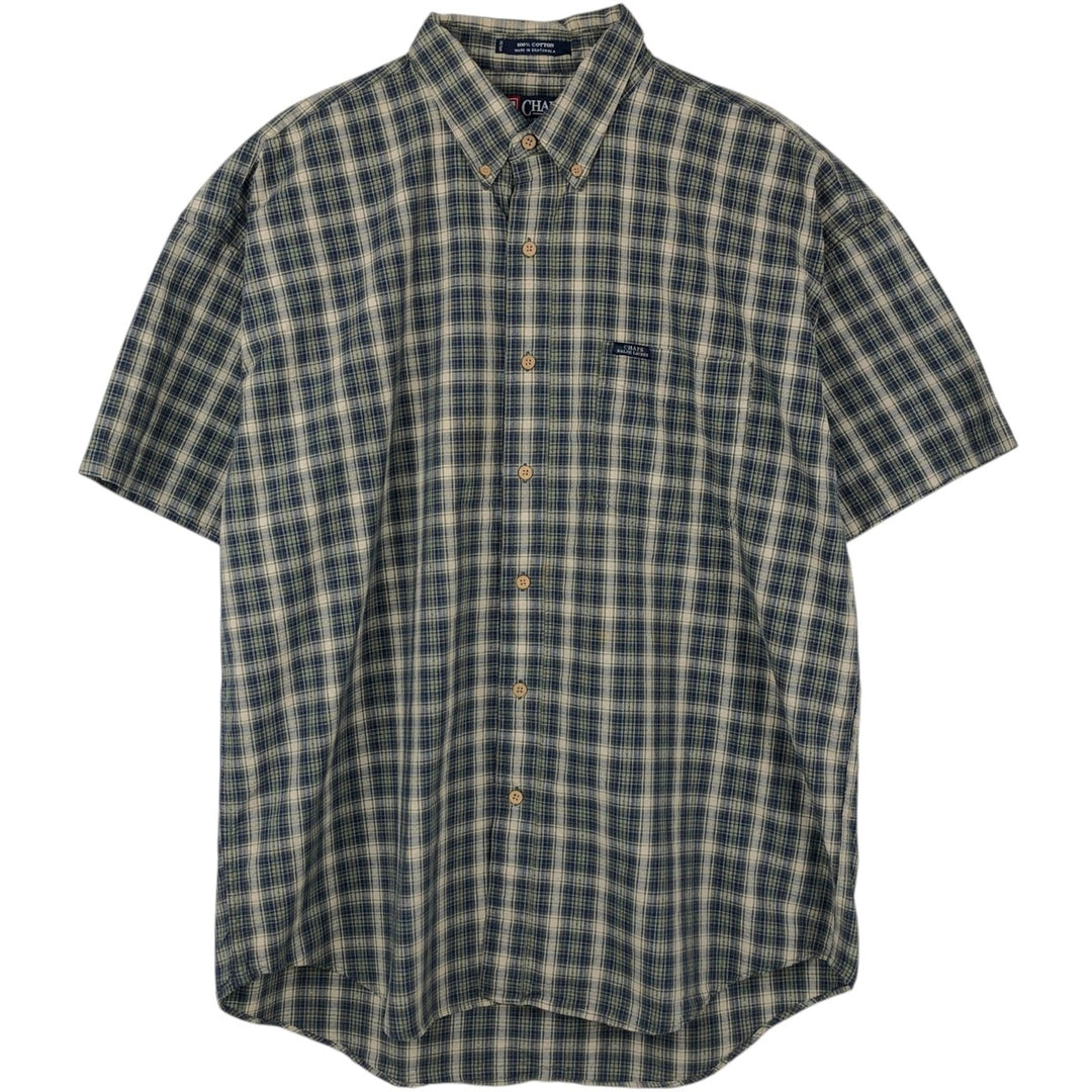 Ralph Lauren CHAPS short sleeve button down check shirt men's XL size cotton Khaki type Vintage Second Hand