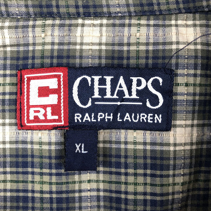 Ralph Lauren CHAPS short sleeve button down check shirt men's XL size cotton Khaki type Vintage Second Hand