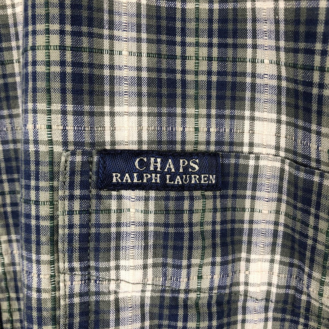 Ralph Lauren CHAPS short sleeve button down check shirt men's XL size cotton Khaki type Vintage Second Hand