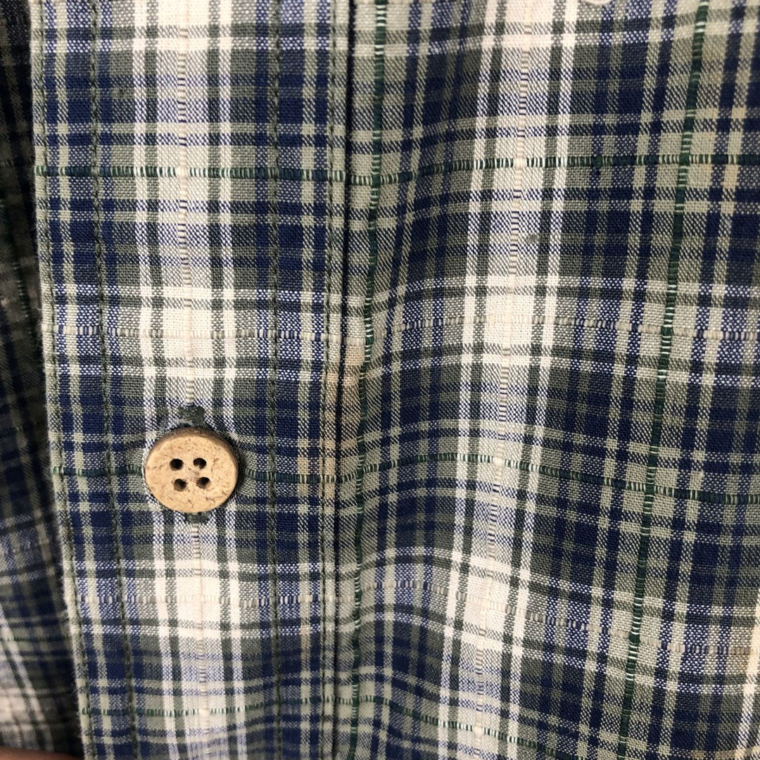 Ralph Lauren CHAPS short sleeve button down check shirt men's XL size cotton Khaki type Vintage Second Hand