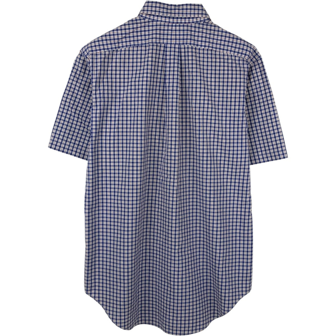 Ralph Lauren Classic Fit Short Sleeve Button Down Check Shirt Men's M cotton navy blue type Vintage Second Hand