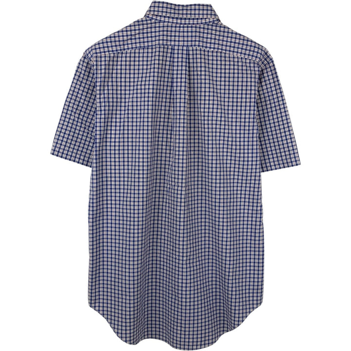 Ralph Lauren Classic Fit Short Sleeve Button Down Check Shirt Men's M cotton navy blue type Vintage Second Hand