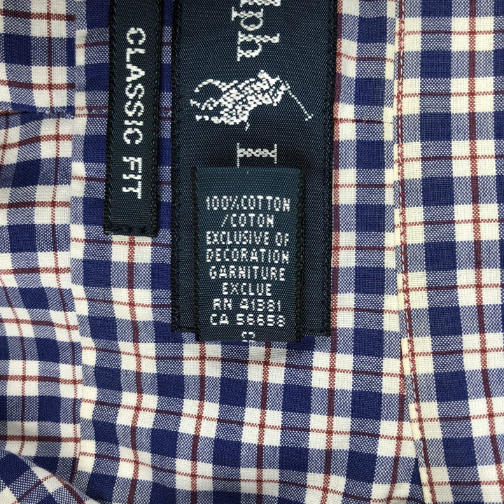 Ralph Lauren Classic Fit Short Sleeve Button Down Check Shirt Men's M cotton navy blue type Vintage Second Hand
