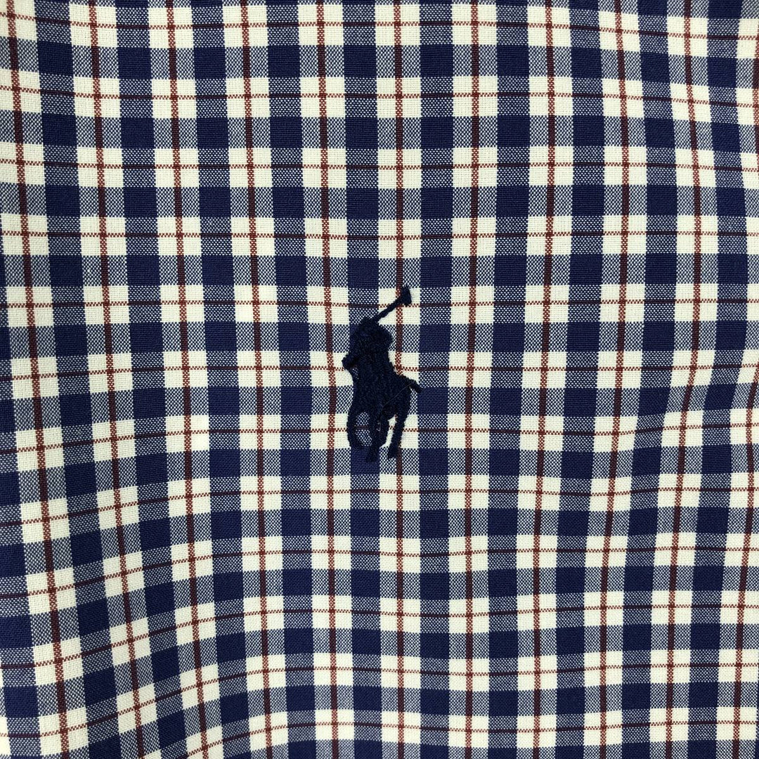 Ralph Lauren Classic Fit Short Sleeve Button Down Check Shirt Men's M cotton navy blue type Vintage Second Hand