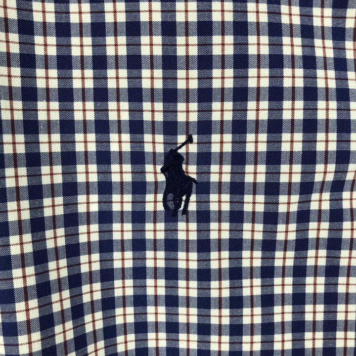 Ralph Lauren Classic Fit Short Sleeve Button Down Check Shirt Men's M cotton navy blue type Vintage Second Hand