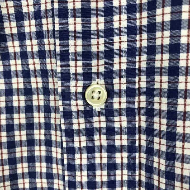 Ralph Lauren Classic Fit Short Sleeve Button Down Check Shirt Men's M cotton navy blue type Vintage Second Hand