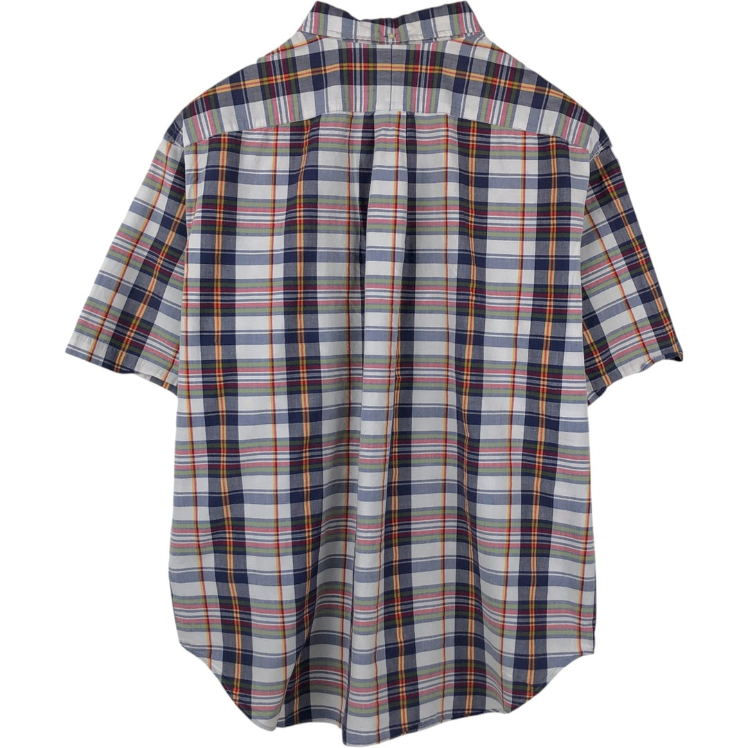 Ralph Lauren Classic Fit Short Sleeve Button Down Check Shirt Men's XXL cotton navy blue type Vintage Second Hand