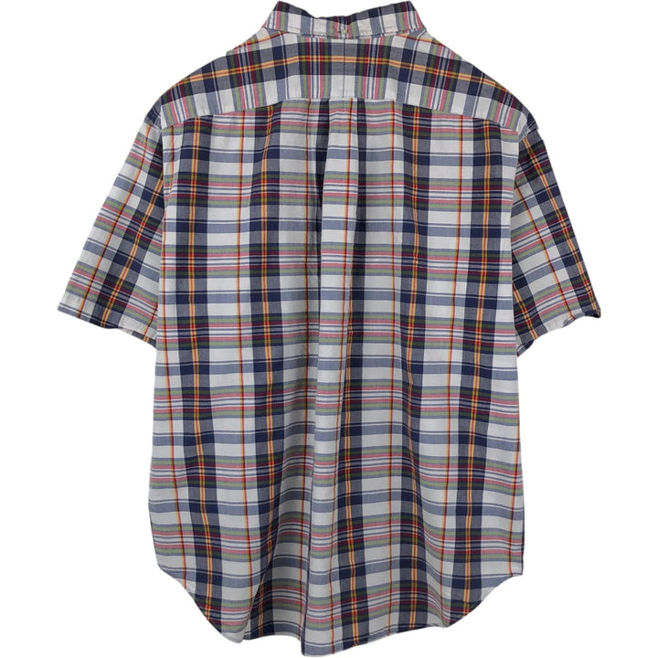 Ralph Lauren Classic Fit Short Sleeve Button Down Check Shirt Men's XXL cotton navy blue type Vintage Second Hand