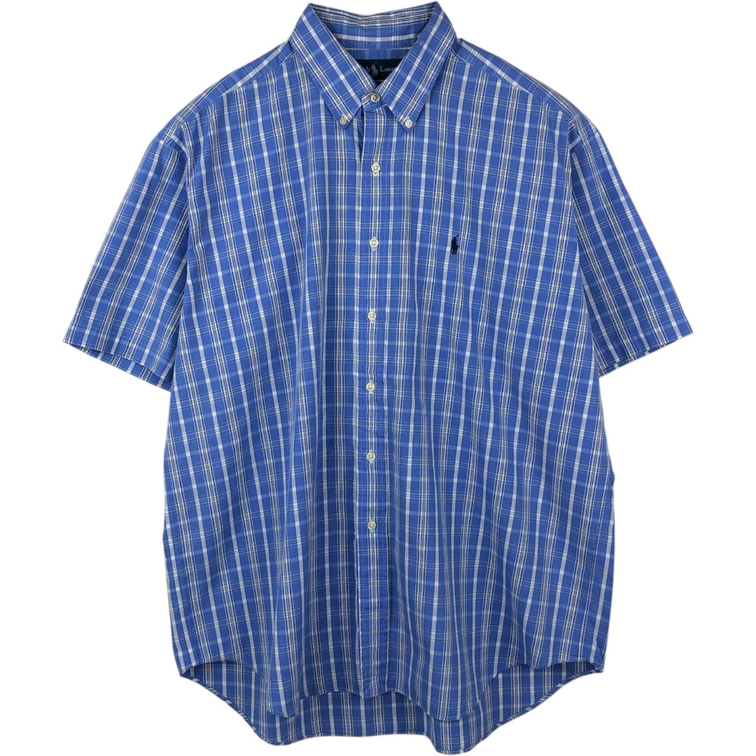 Ralph Lauren BLAKE short sleeve button down check shirt men's XL size cotton blue type Vintage Second Hand