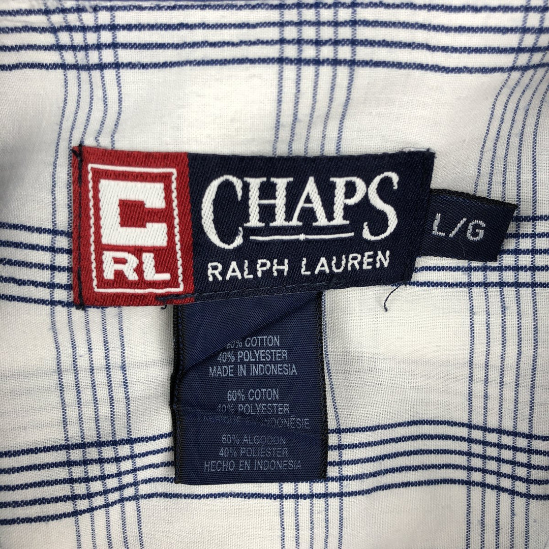 Ralph Lauren CHAPS short sleeve button down check shirt men's size L cotton blue type Vintage Second Hand