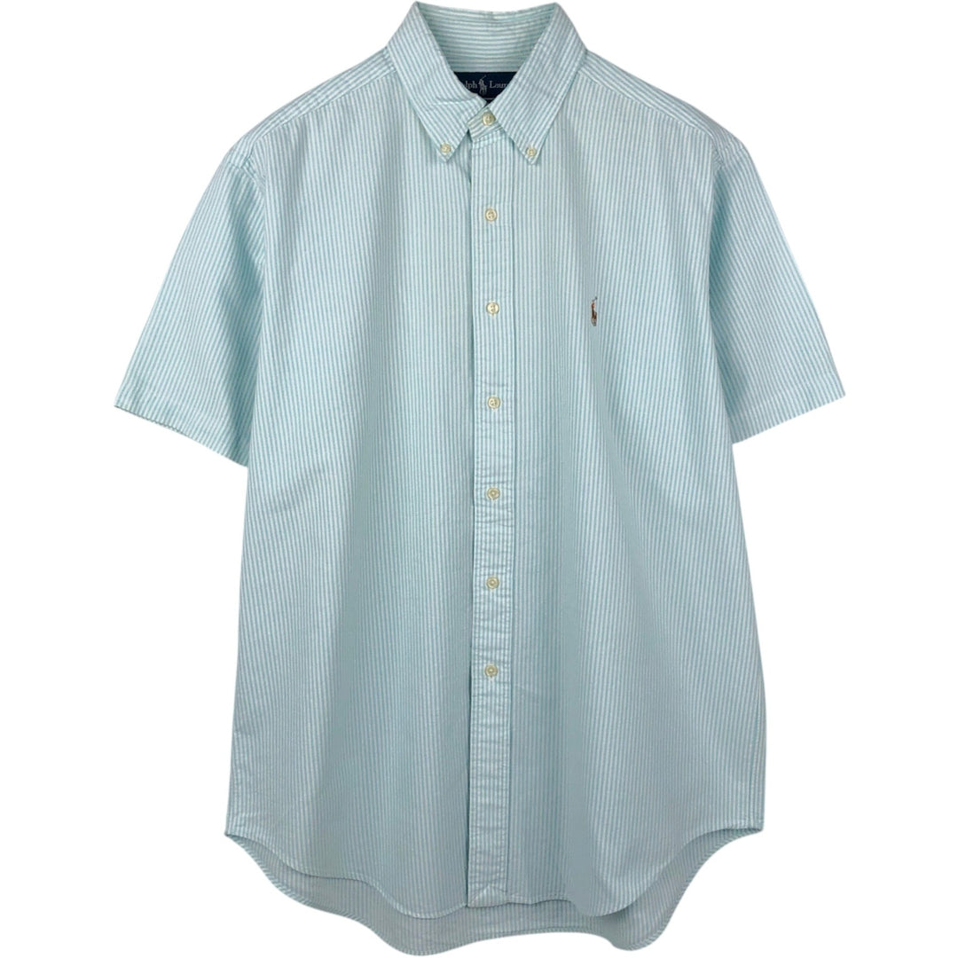 Ralph Lauren Classic Fit Short Sleeve Button Down Striped Shirt Men's Size L cotton white type Vintage Second Hand