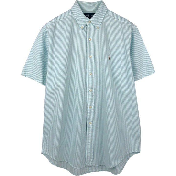 Ralph Lauren Classic Fit Short Sleeve Button Down Striped Shirt Men's Size L cotton white type Vintage Second Hand
