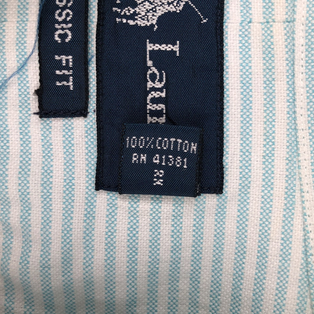Ralph Lauren Classic Fit Short Sleeve Button Down Striped Shirt Men's Size L cotton white type Vintage Second Hand