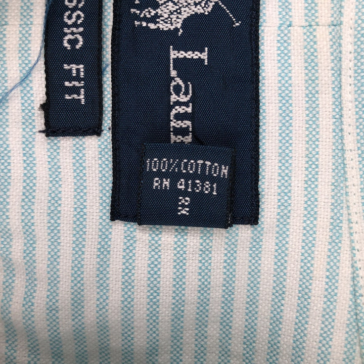 Ralph Lauren Classic Fit Short Sleeve Button Down Striped Shirt Men's Size L cotton white type Vintage Second Hand