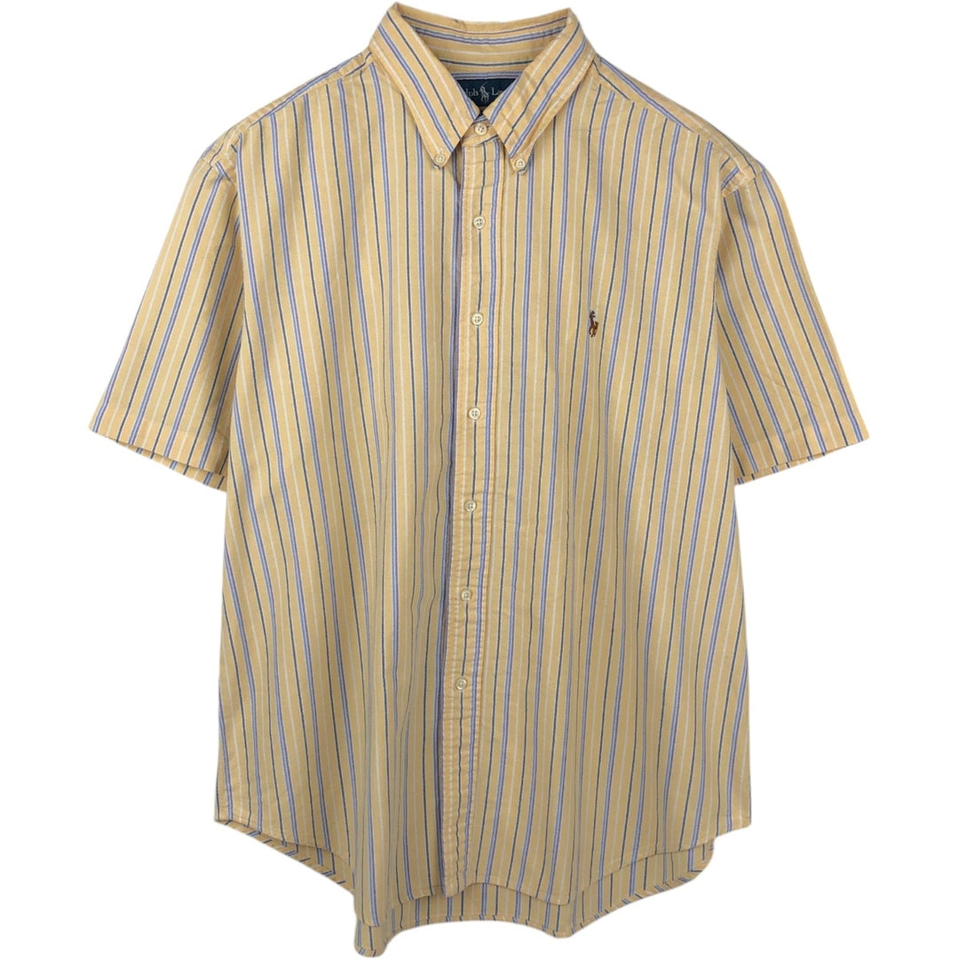 Ralph Lauren Classic Fit Short Sleeve Button Down Striped Shirt Men's XL cotton yellow type Vintage Second Hand