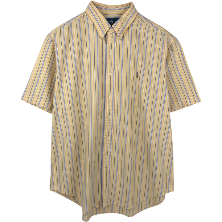 Ralph Lauren Classic Fit Short Sleeve Button Down Striped Shirt Men's XL cotton yellow type Vintage Second Hand