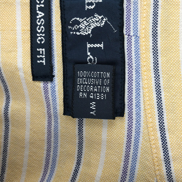 Ralph Lauren Classic Fit Short Sleeve Button Down Striped Shirt Men's XL cotton yellow type Vintage Second Hand