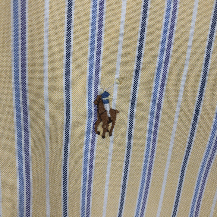 Ralph Lauren Classic Fit Short Sleeve Button Down Striped Shirt Men's XL cotton yellow type Vintage Second Hand
