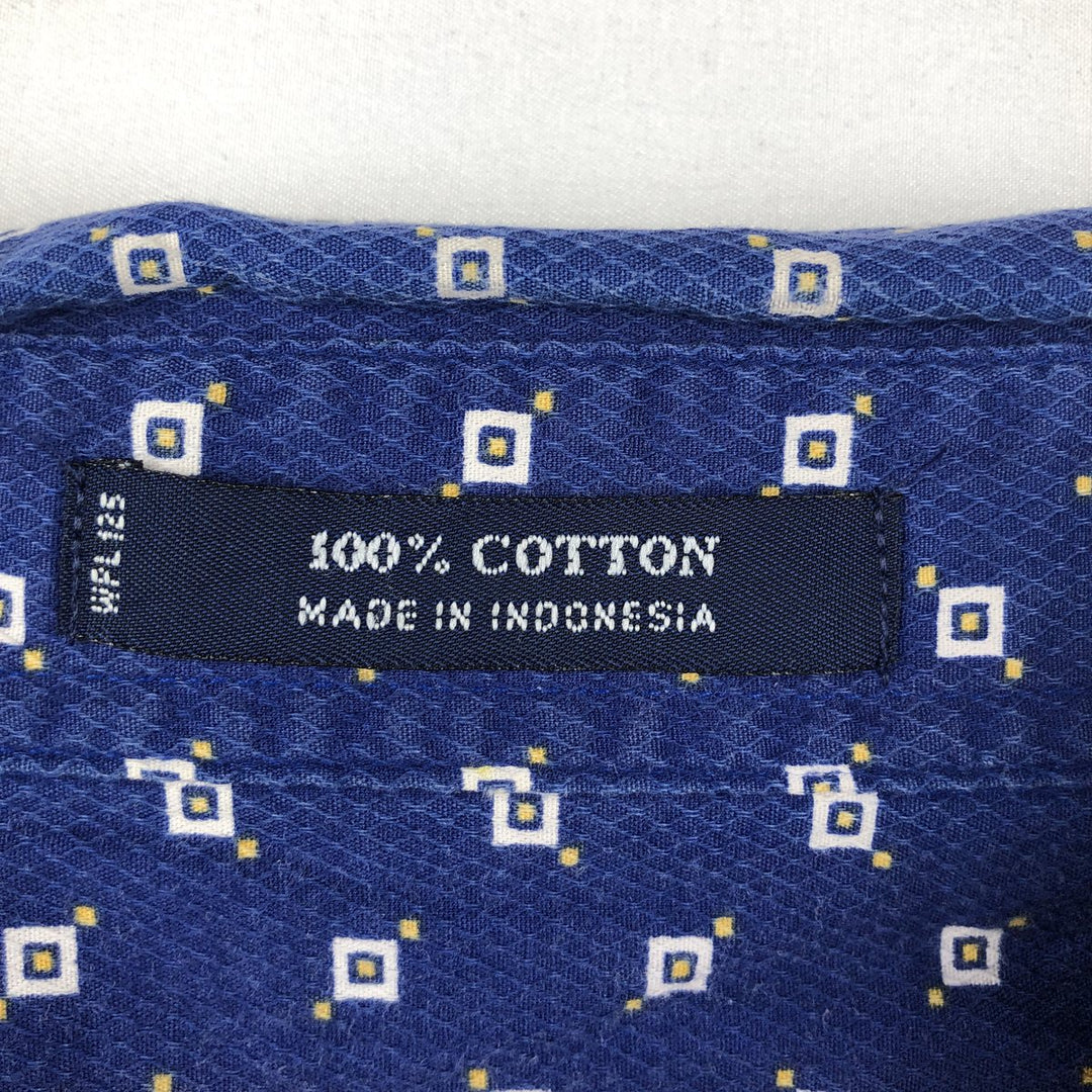 Ralph Lauren CHAPS all-over print short-sleeved button-down shirt, men's size L cotton Navy blue Vintage Second Hand