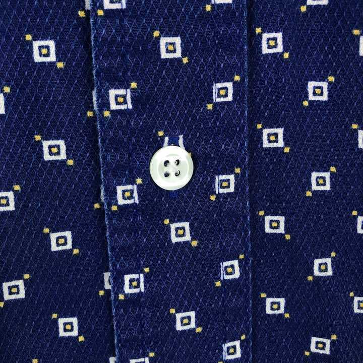 Ralph Lauren CHAPS all-over print short-sleeved button-down shirt, men's size L cotton Navy blue Vintage Second Hand