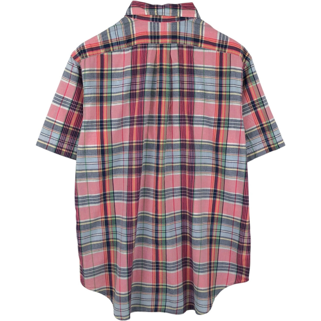 Ralph Lauren Classic Fit Short Sleeve Button Down Check Shirt Men's Size L cotton pink type Vintage Second Hand