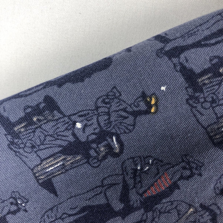 Ralph Lauren CHAPS all-over print short-sleeved button-down shirt, men's size L cotton navy blue type Vintage Second Hand