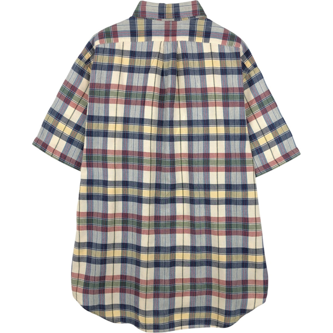 Ralph Lauren BLAKE Madras Check Short Sleeve Button Down Check Shirt Men's L size cotton Beige type Vintage Second Hand