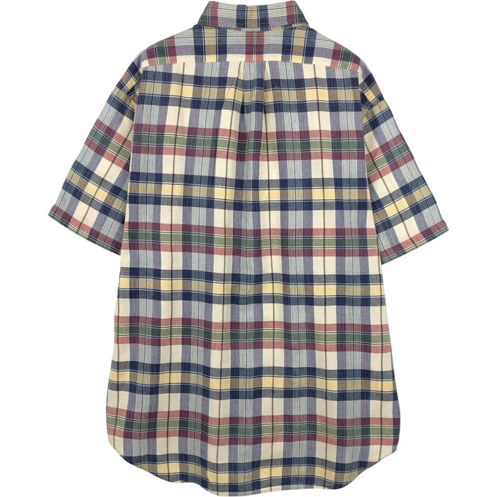 Ralph Lauren BLAKE Madras Check Short Sleeve Button Down Check Shirt Men's L size cotton Beige type Vintage Second Hand