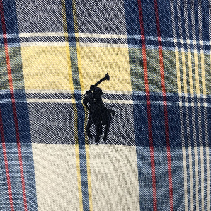 Ralph Lauren BLAKE Madras Check Short Sleeve Button Down Check Shirt Men's L size cotton Beige type Vintage Second Hand