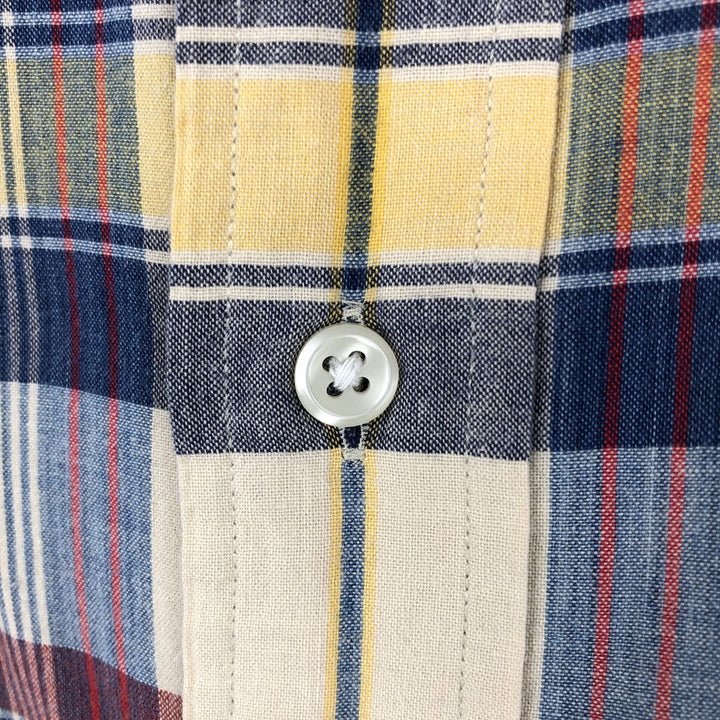 Ralph Lauren BLAKE Madras Check Short Sleeve Button Down Check Shirt Men's L size cotton Beige type Vintage Second Hand
