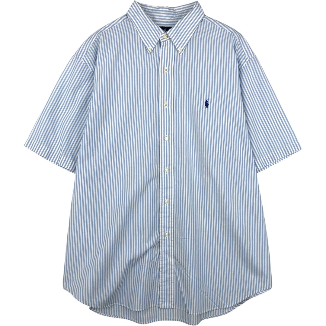 Ralph Lauren Classic Fit Short Sleeve Button Down Striped Shirt Men's XL cotton blue type Vintage Second Hand