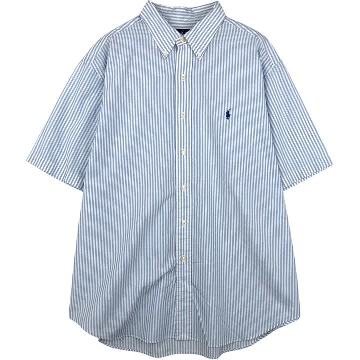 Ralph Lauren Classic Fit Short Sleeve Button Down Striped Shirt Men's XL cotton blue type Vintage Second Hand