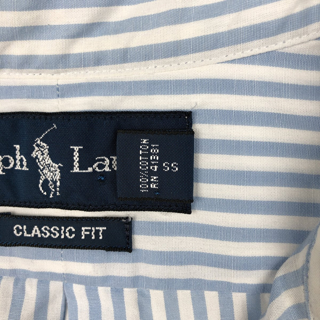 Ralph Lauren Classic Fit Short Sleeve Button Down Striped Shirt Men's XL cotton blue type Vintage Second Hand