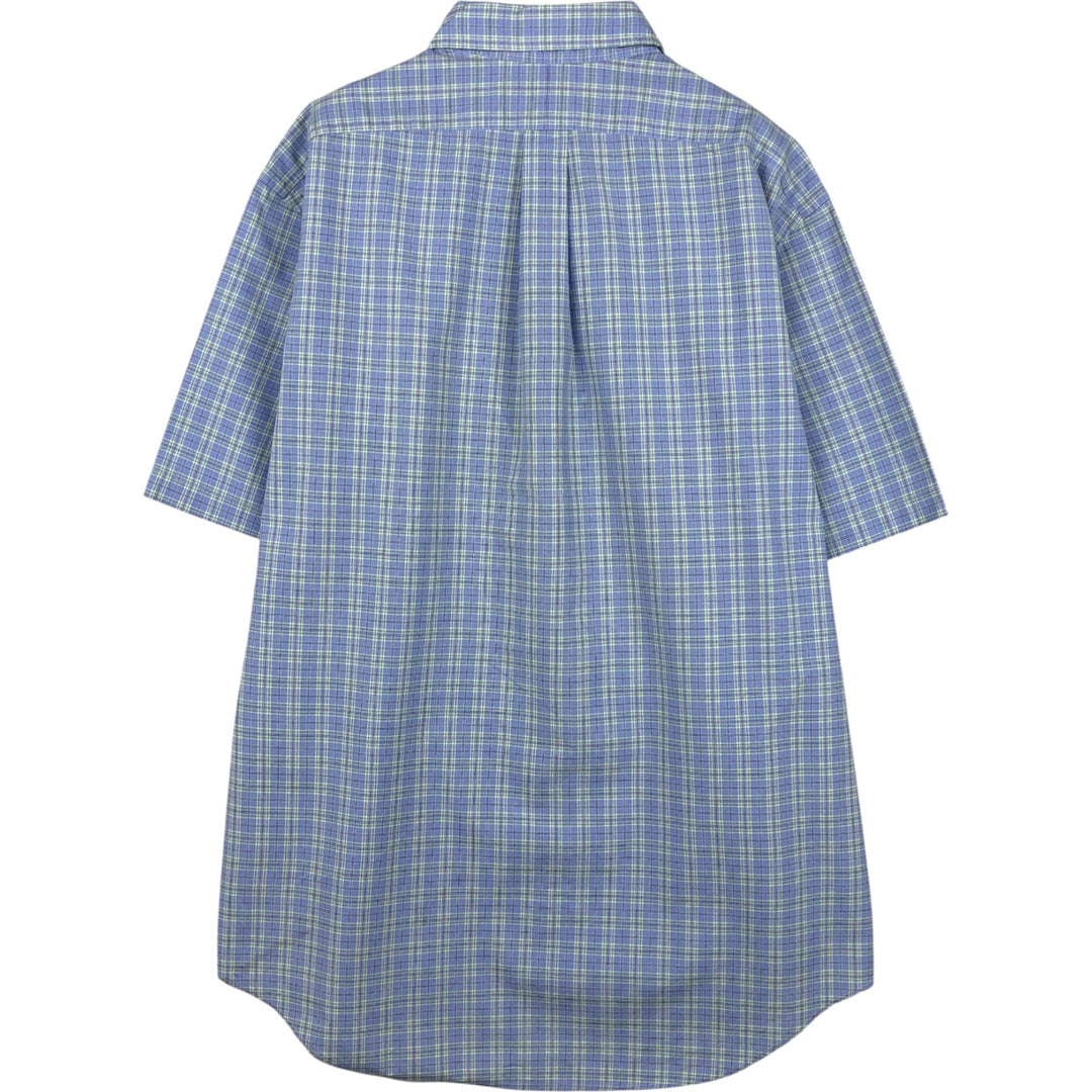 Ralph Lauren Classic Fit Short Sleeve Button Down Check Shirt Men's Size L cotton blue type Vintage Second Hand