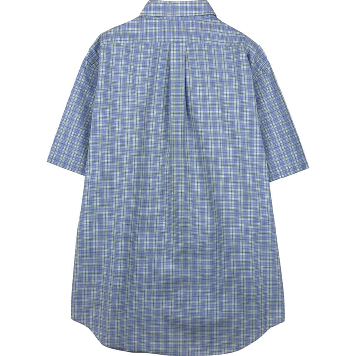 Ralph Lauren Classic Fit Short Sleeve Button Down Check Shirt Men's Size L cotton blue type Vintage Second Hand