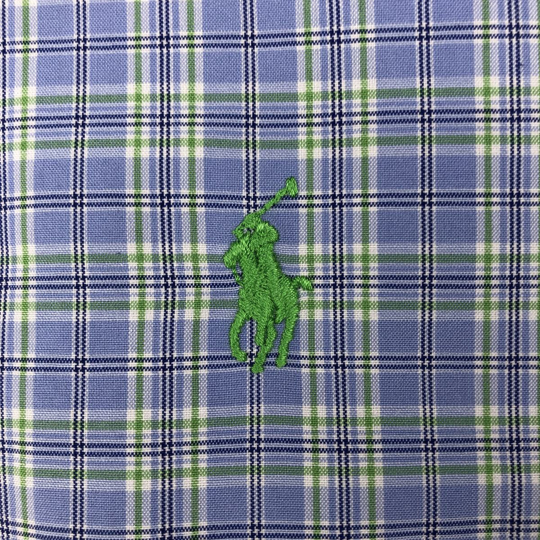 Ralph Lauren Classic Fit Short Sleeve Button Down Check Shirt Men's Size L cotton blue type Vintage Second Hand