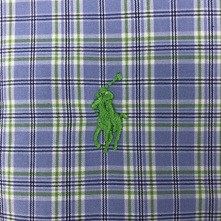Ralph Lauren Classic Fit Short Sleeve Button Down Check Shirt Men's Size L cotton blue type Vintage Second Hand