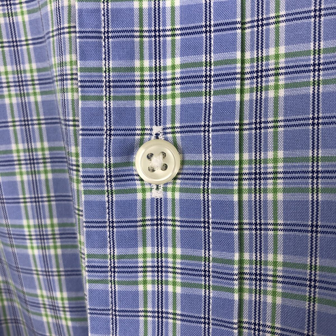 Ralph Lauren Classic Fit Short Sleeve Button Down Check Shirt Men's Size L cotton blue type Vintage Second Hand