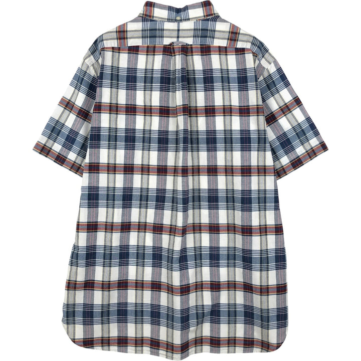 Ralph Lauren short sleeve button down check shirt, men's size L cotton navy blue type Vintage Second Hand