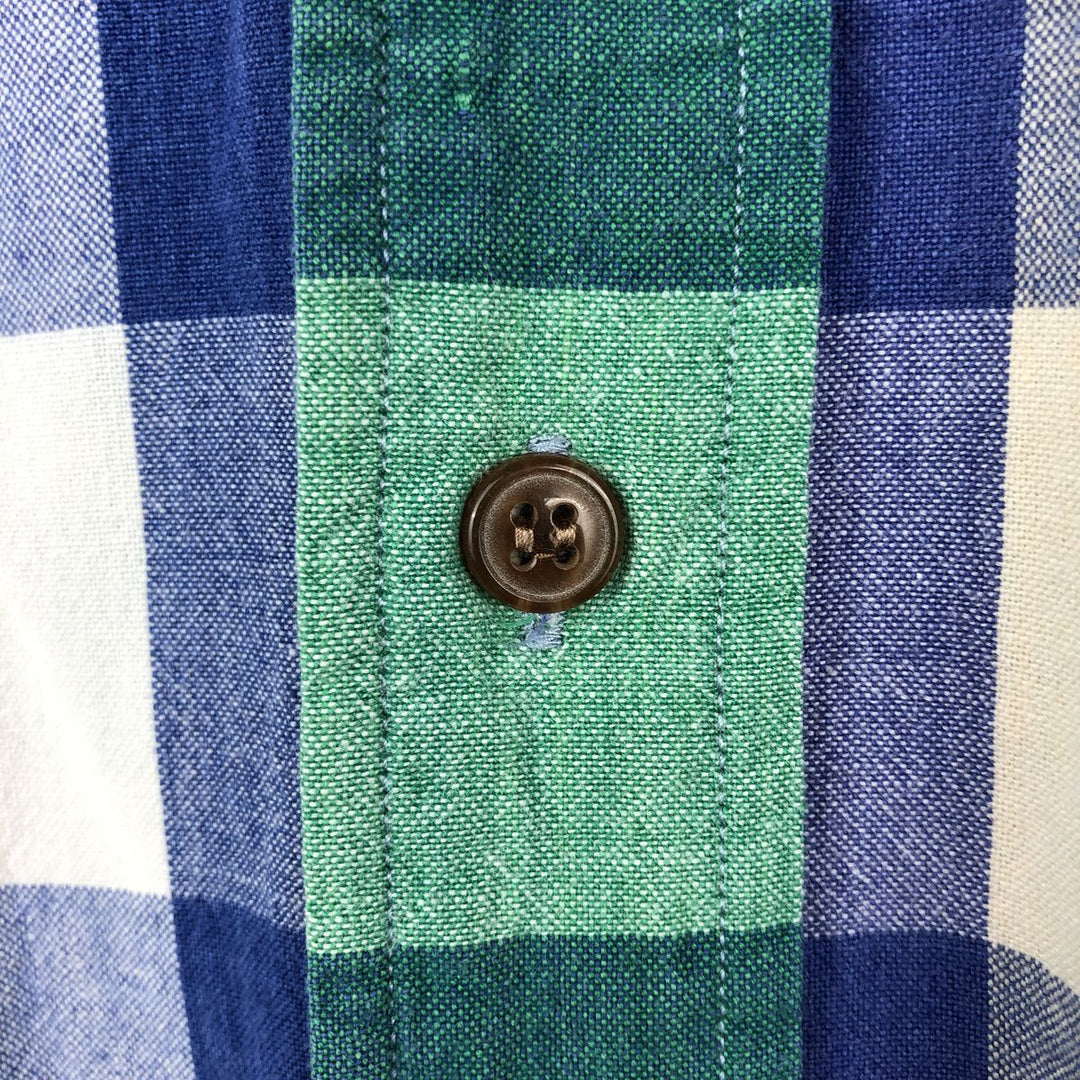 80'S Ralph Lauren CHAPS short sleeve button down check shirt men's size M vintage cotton navy blue type Vintage Second Hand