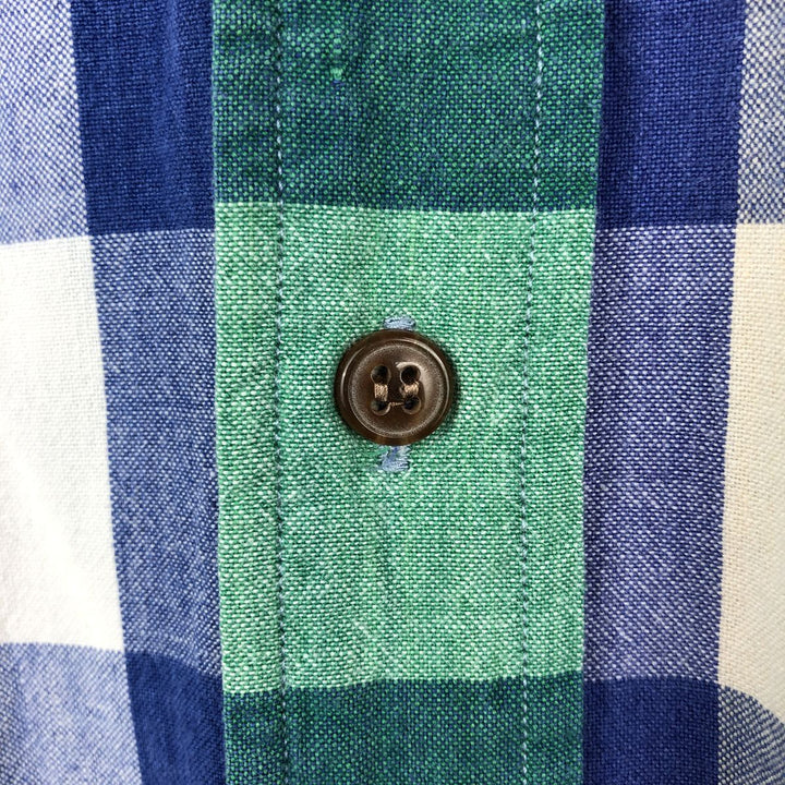 80'S Ralph Lauren CHAPS short sleeve button down check shirt men's size M vintage cotton navy blue type Vintage Second Hand
