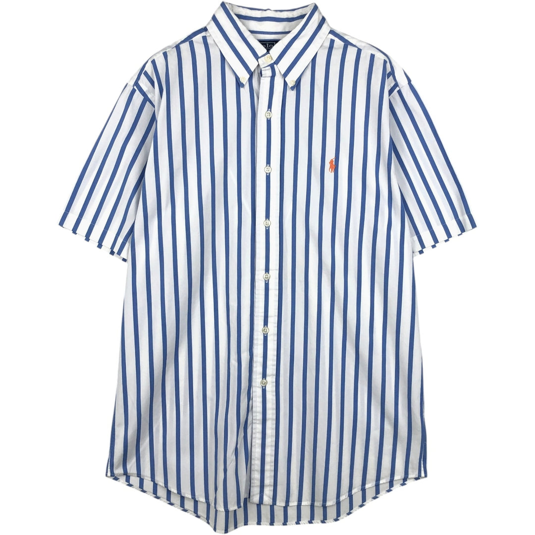 Ralph Lauren POLO by Ralph Lauren CUSTOM FIT short sleeve button down striped shirt men's M size cotton blue type Vintage Second Hand