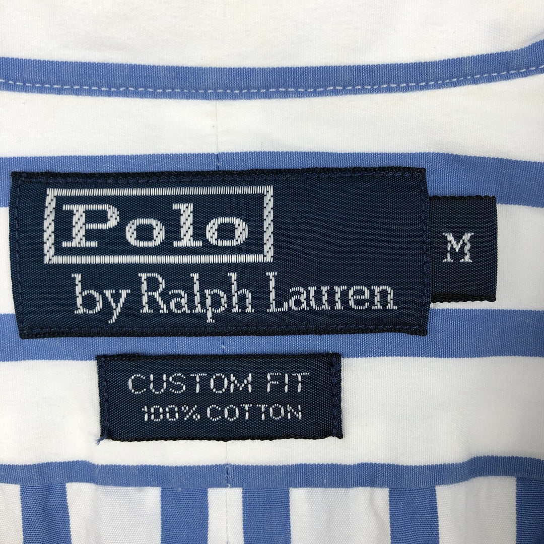 Ralph Lauren POLO by Ralph Lauren CUSTOM FIT short sleeve button down striped shirt men's M size cotton blue type Vintage Second Hand