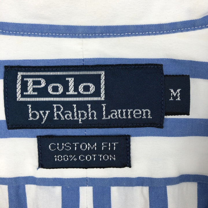 Ralph Lauren POLO by Ralph Lauren CUSTOM FIT short sleeve button down striped shirt men's M size cotton blue type Vintage Second Hand
