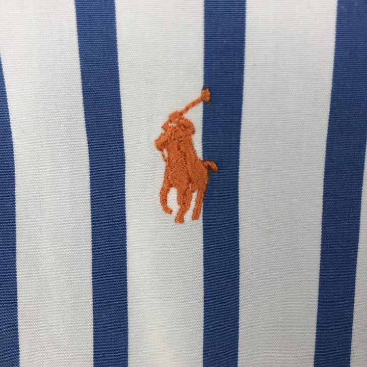 Ralph Lauren POLO by Ralph Lauren CUSTOM FIT short sleeve button down striped shirt men's M size cotton blue type Vintage Second Hand
