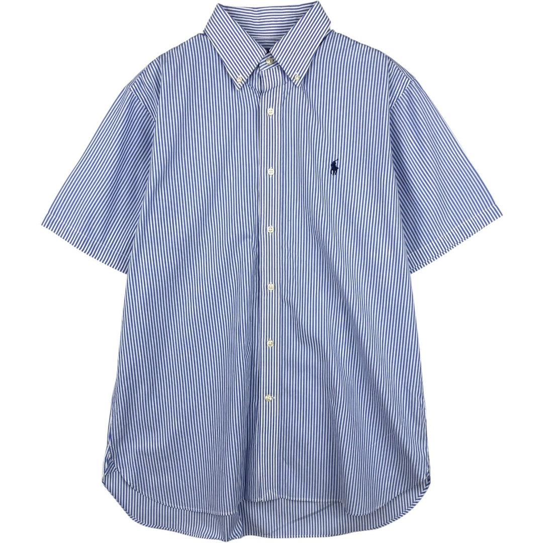 Ralph Lauren CUSTOM FIT Short-Sleeve Button-Down Striped Shirt, Men's Size L (approx.) cotton blue type Vintage Second Hand
