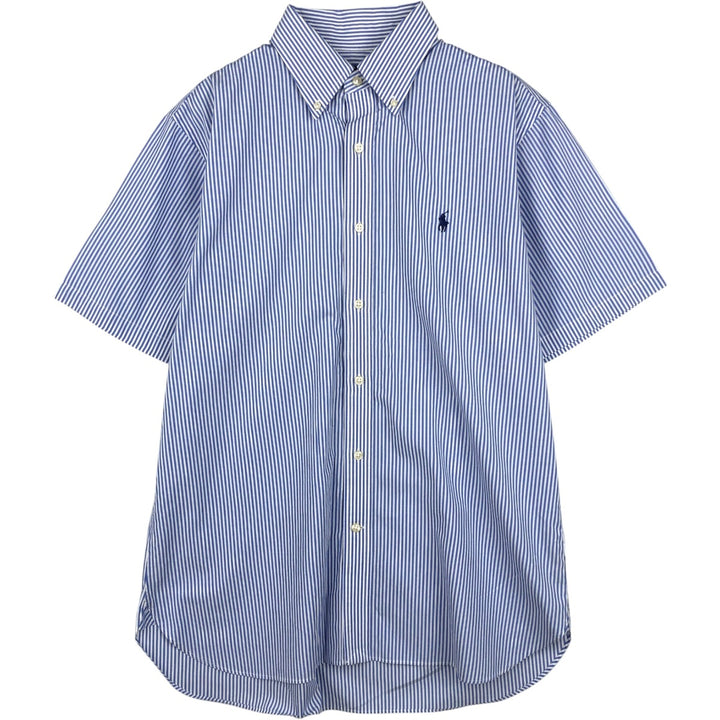Ralph Lauren CUSTOM FIT Short-Sleeve Button-Down Striped Shirt, Men's Size L (approx.) cotton blue type Vintage Second Hand