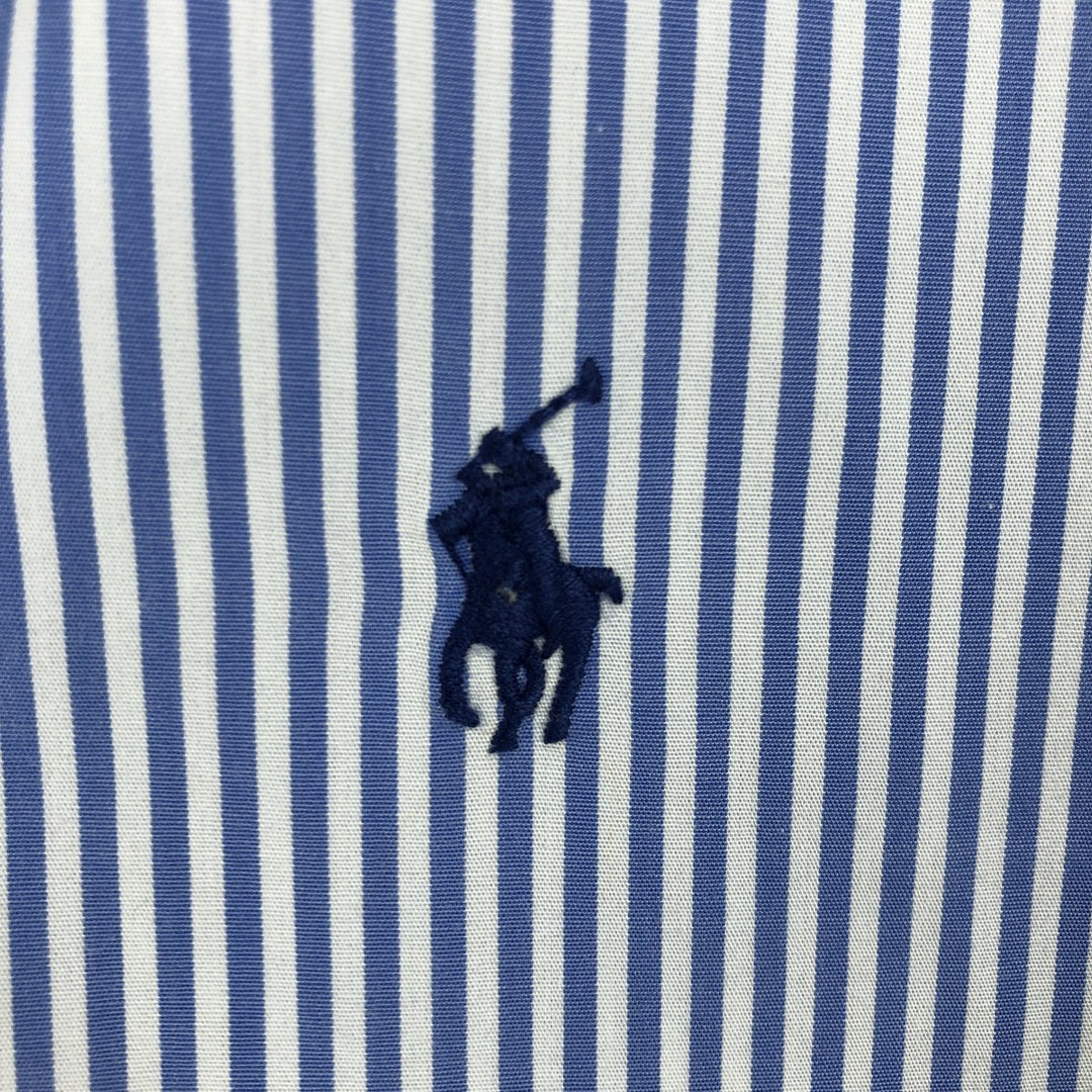Ralph Lauren CUSTOM FIT Short-Sleeve Button-Down Striped Shirt, Men's Size L (approx.) cotton blue type Vintage Second Hand