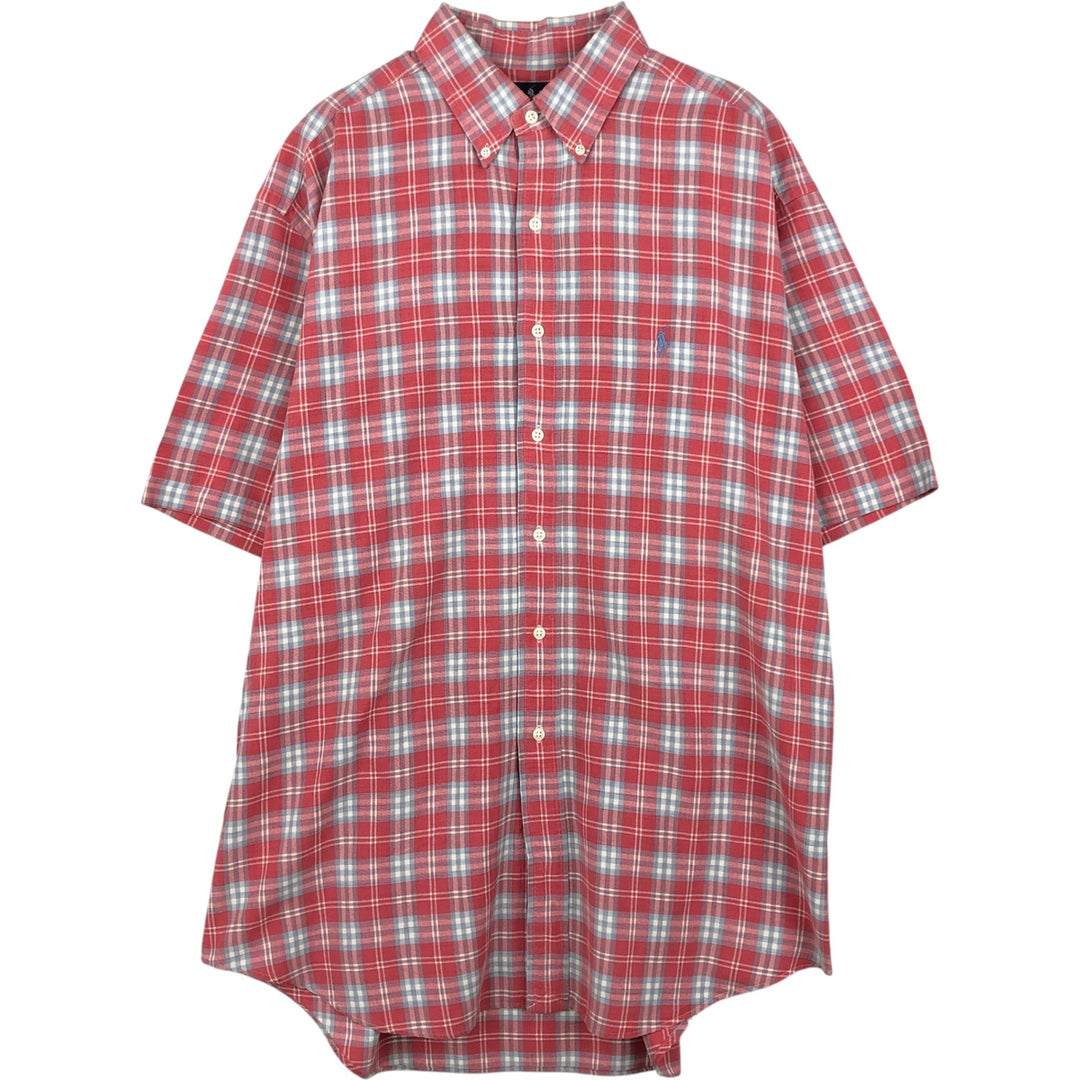 Ralph Lauren BLAKE short sleeve button down check shirt, men's size L cotton red type Vintage Second Hand